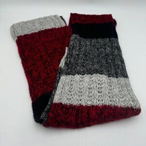 Woman’s scarf acrylic soft warm cozy red black white gray scarf